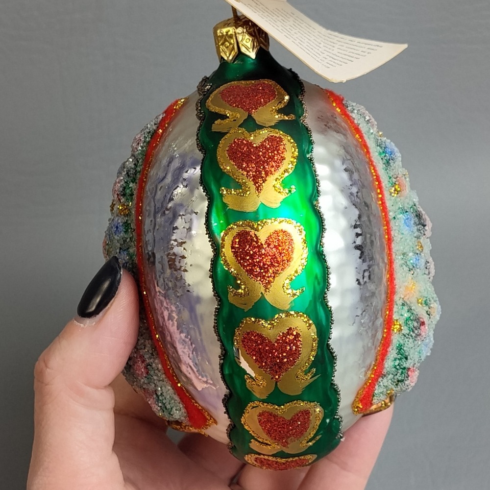 Bombay European Treasures Hand Blown Glass Frosted Christmas Tree Ornament NWT - Picture 6 of 12